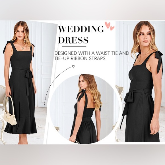 ANRABESS Elegant Square Neck Split Midi Formal Wedding Dress - Green - size XL - Picture 13 of 14